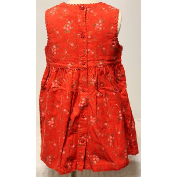 VTG 1998 Baby Gap Dress 2xl 30-33 LBS Red Ric Rac Floral 100% Cotton 2 Pocket - Picture 3 of 8